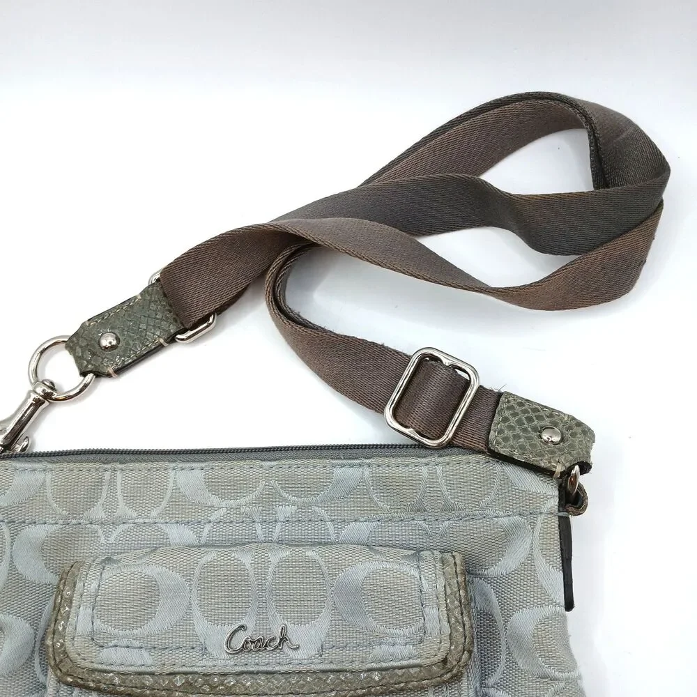 Coach Penelope Signature Turn-Lock Crossbody Bag in Silver With Lavender Lining